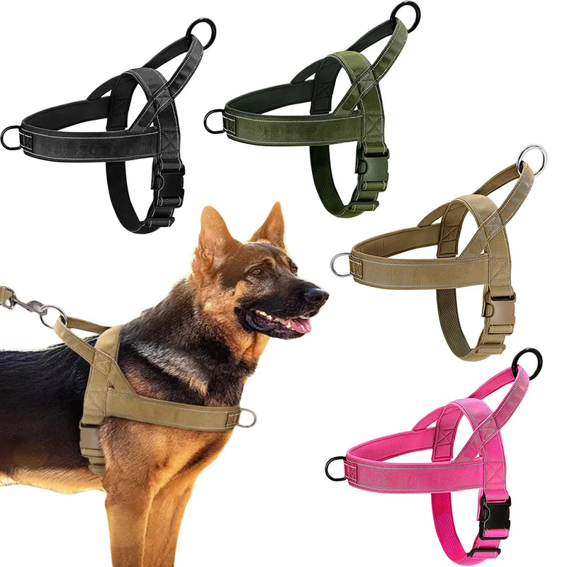 Tactical-Style Dog Harness — Oxford Nylon, Dual Leash Points, Traffic Handle (S/M/L/XL)