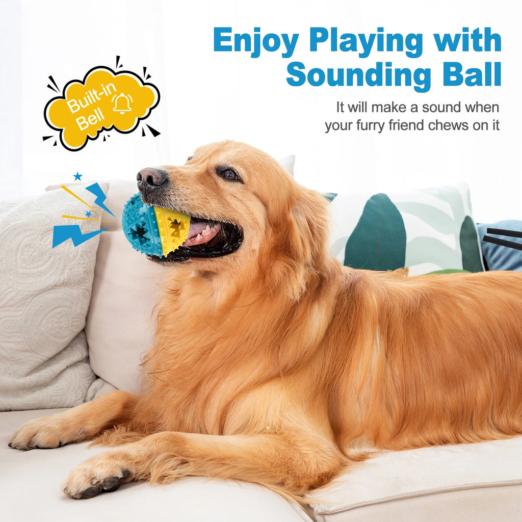 COOLPLAY Treat-Dispensing Chew Ball — Dental Grooves, Bell Sound (Rubber, 8.4 cm)