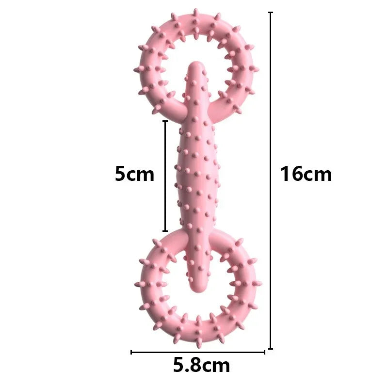 Double-Ring Chew Toy — TPR Rubber, Dental Nubs, Bite-Resistant