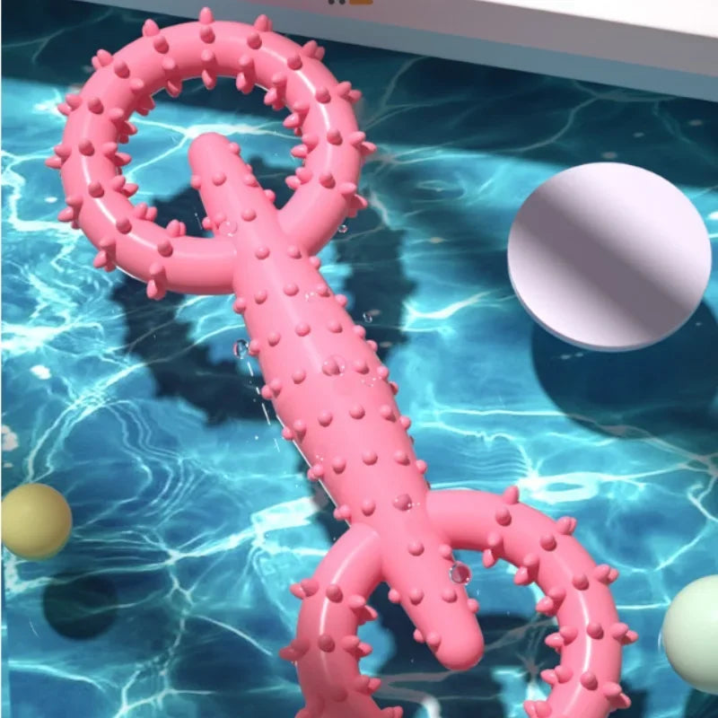 Double-Ring Chew Toy — TPR Rubber, Dental Nubs, Bite-Resistant