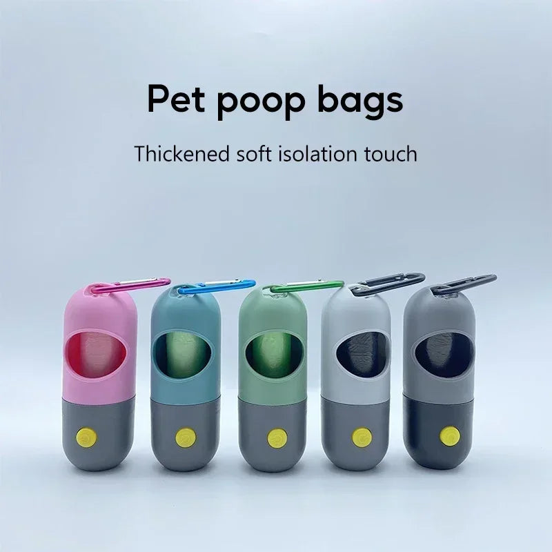 LED Dog Poop Bag Dispenser — Portable Waste Bag Holder for Night Walks