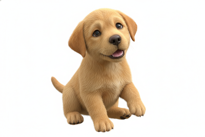 the labrador shall be 3D whole size photo and the background shall be transparent